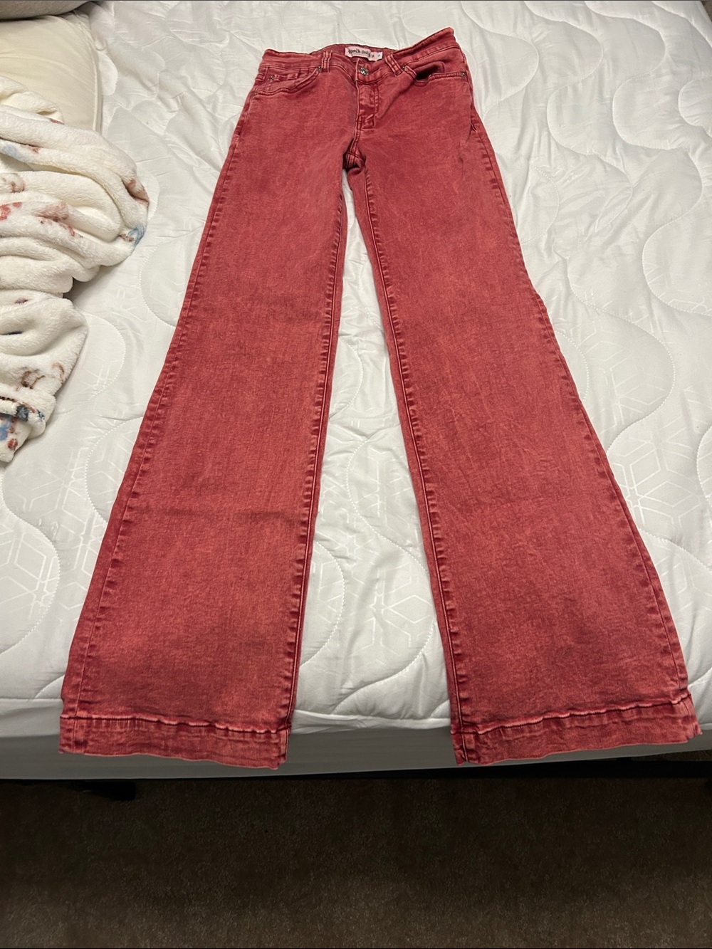 High-Rise Red Flare Jeans for Women